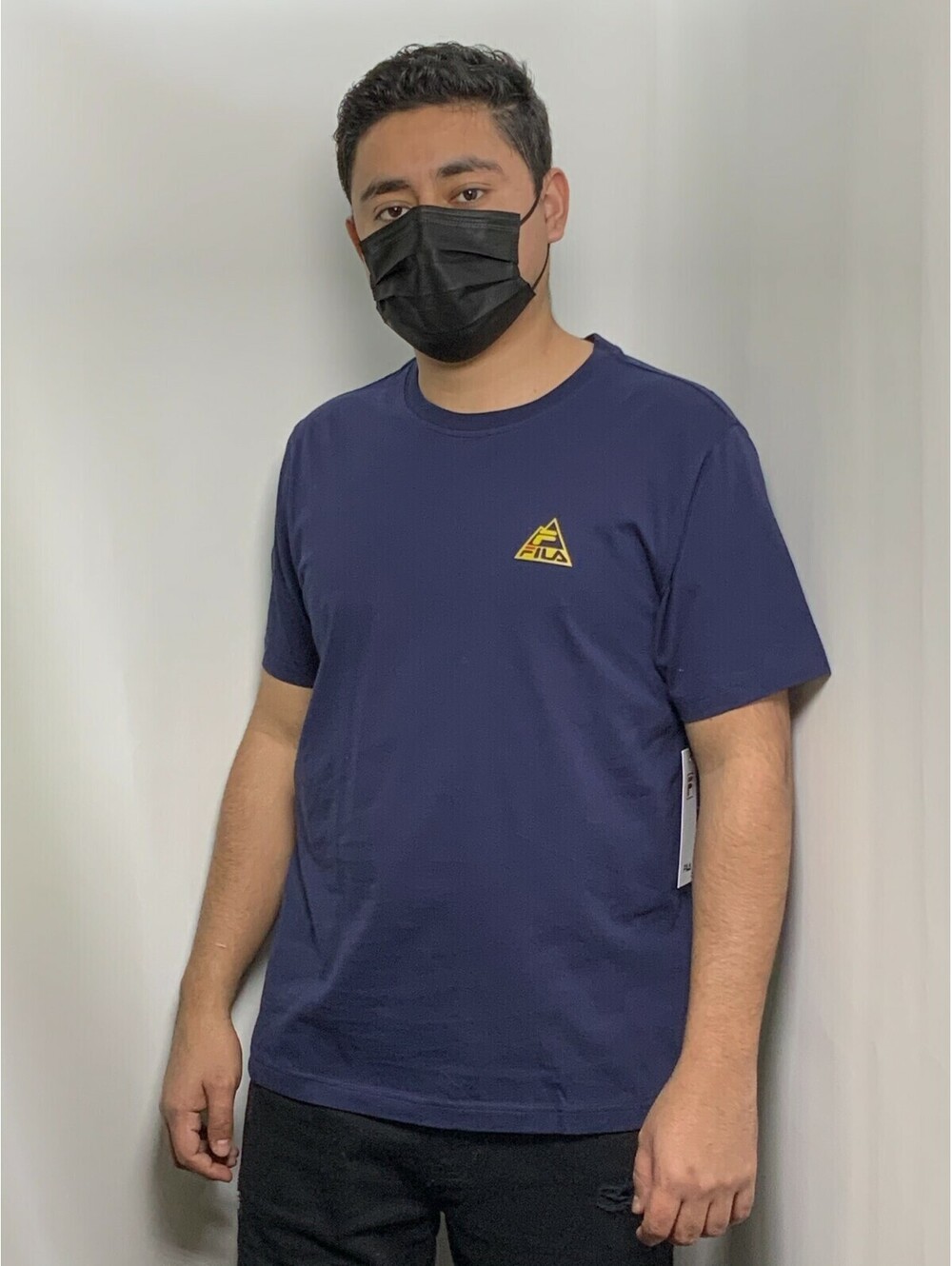 Men's Fila Navy | Yellow Signature Short Sleeve Tee Shirt
